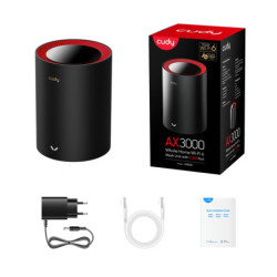 DOMOWY SYSTEM WI-FI MESH M3000(1-PACK)-BLACK Wi-Fi 6 2.4 GHz, 5 GHz, 574 Mb/s + 2402 Mb/s CUDY