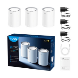 DOMOWY SYSTEM WI-FI MESH M3600(3-PACK) Wi-Fi 7 2.4GHz, 5GHz, 688Mb/s + 2880Mb/s CUDY