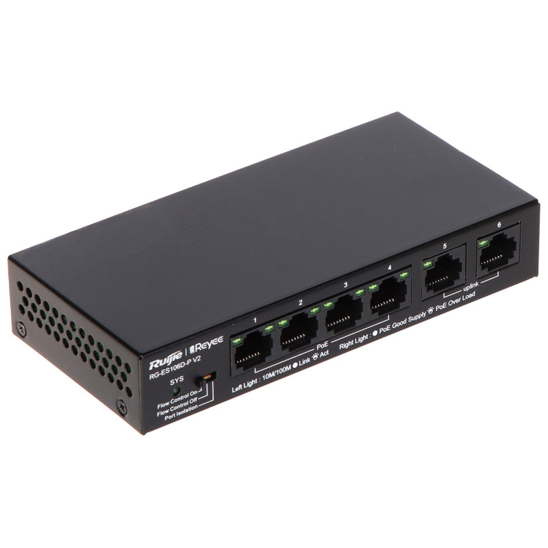 SWITCH POE RG-ES106D-P-V2 4-PORTOWY REYEE