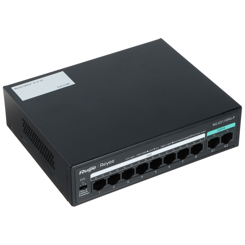 SWITCH POE RG-ES110FG-P 8-PORTOWY + 2X UPLINK REYEE