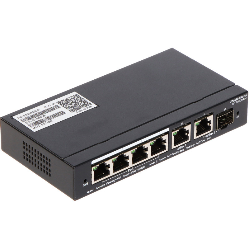 SWITCH POE RG-ES206GS-P 4-PORTOWY + 2X UPLINK + 1X SFP REYEE