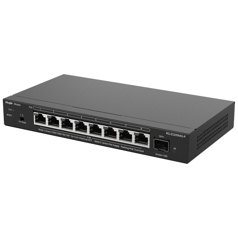 SWITCH POE RG-ES209MG-P 8-PORTOWY + 1X SFP+ REYEE