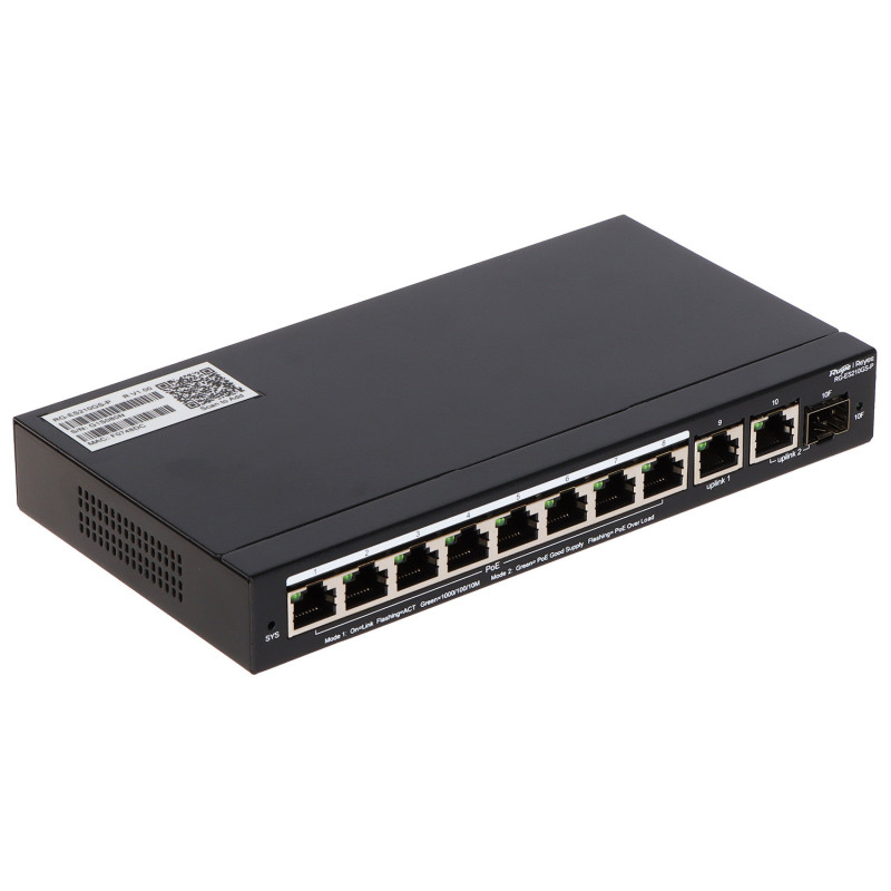 SWITCH POE RG-ES210GS-P 8-PORTOWY + 2X UPLINK + 1X SFP REYEE