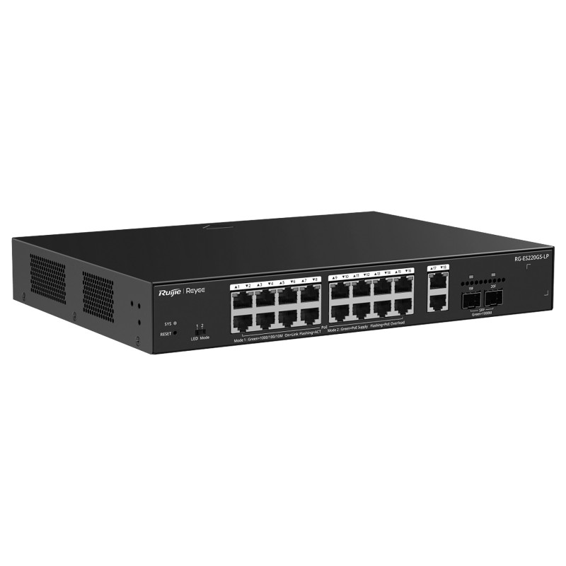 SWITCH POE RG-ES220GS-LP 16-PORTOWY + 2X UPLINK + 2X SFP REYEE