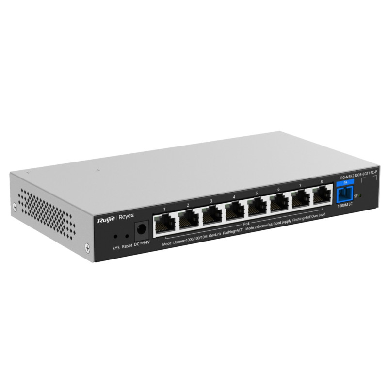 SWITCH POE RG-NBF2100S-8GT1SC-P 8-PORTOWY + 1X SC, PON E-LIGHTEN REYEE