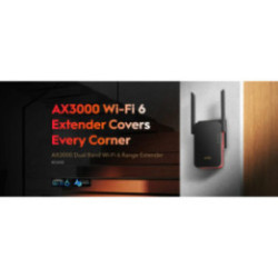 UNIWERSALNY WZMACNIACZ SIECI BEZPRZEWODOWEJ RE3000 Wi-Fi 6 2.4 GHz, 5 GHz