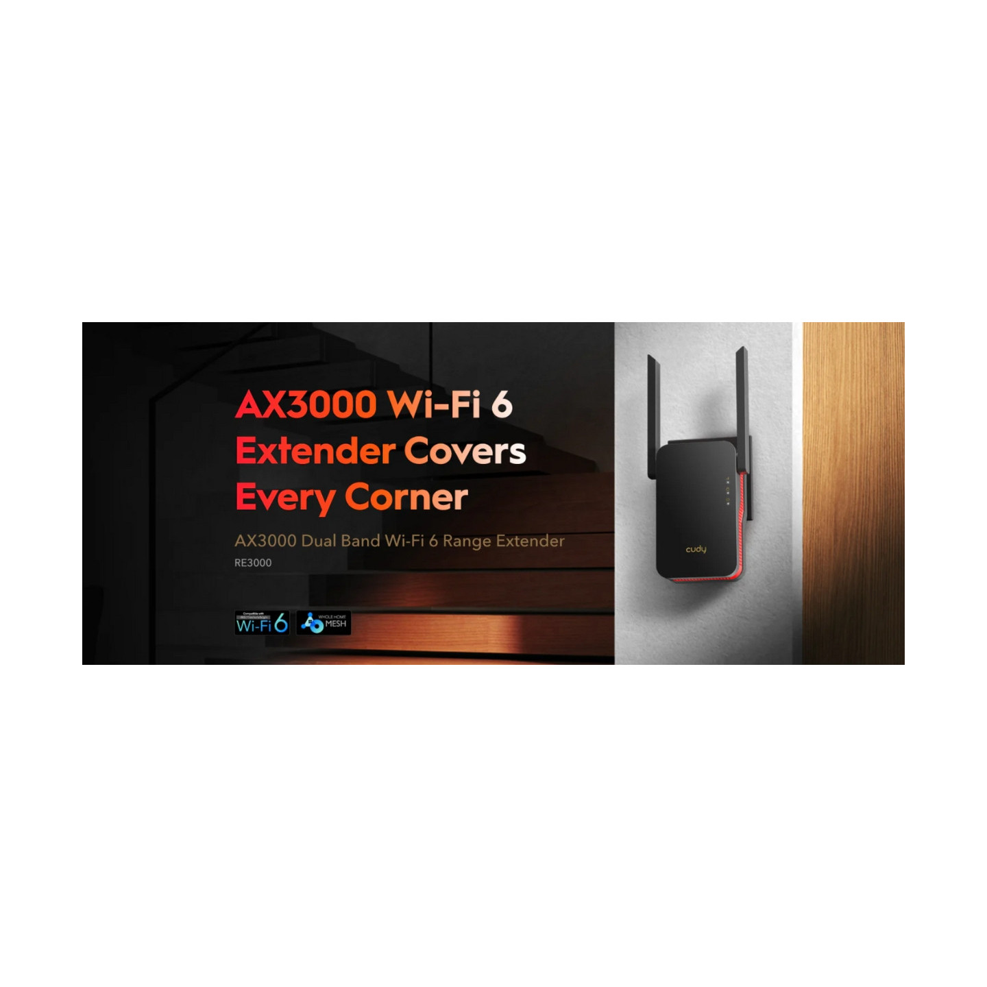 UNIWERSALNY WZMACNIACZ SIECI BEZPRZEWODOWEJ RE3000 Wi-Fi 6 2.4 GHz, 5 GHz